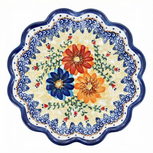 Polish Pottery Overhead Shot Autumn Burst Egg Plate