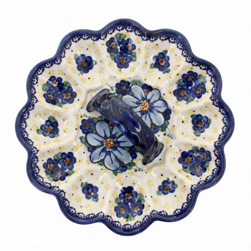 Polish Pottery Overhead Shot Daisy Surprise Egg Plate