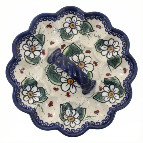 Polish Pottery Overhead Shot Ladybug Egg Plate