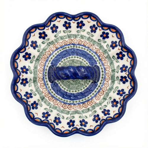 Polish Pottery Overhead Shot Aztec Flower Egg Plate