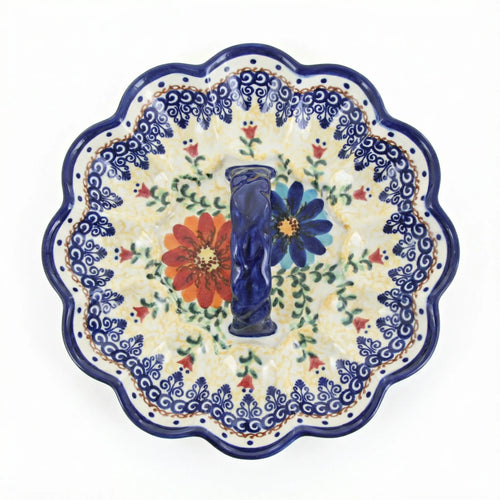 Polish Pottery Overhead Shot Autumn Burst Egg Plate
