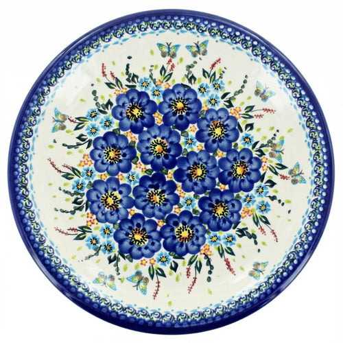 Polish Pottery Overhead Shot Garden Of Blue Large Round Platter