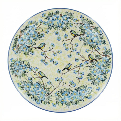 Polish Pottery Overhead Shot Bluebird Garden Large Round Platter