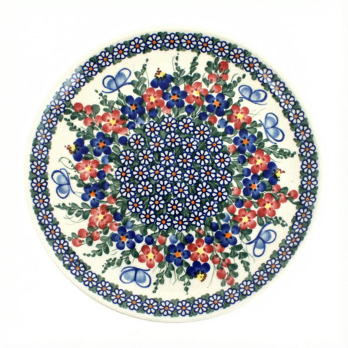 Polish Pottery Overhead Shot Garden Butterfly Cake Plate