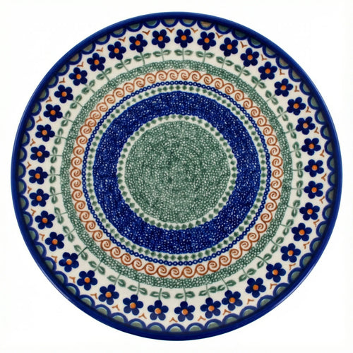 Polish Pottery Overhead Shot Aztec Flower Cake Plate