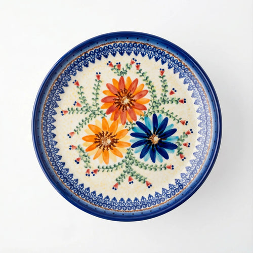 Polish Pottery Overhead Shot Autumn Burst Cake Plate