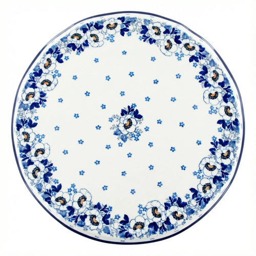 Polish Pottery Overhead Shot Georgia Blue Cake Plate