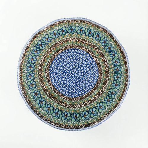 Polish Pottery Overhead Shot Mardi Gras Cake Plate