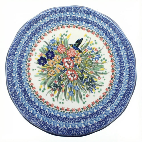 Polish Pottery Overhead Shot Hummingbird Cake Plate