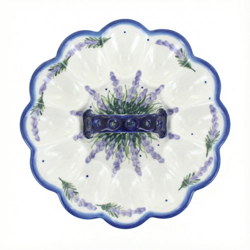 Polish Pottery Overhead Shot Lavender Fields Egg Plate