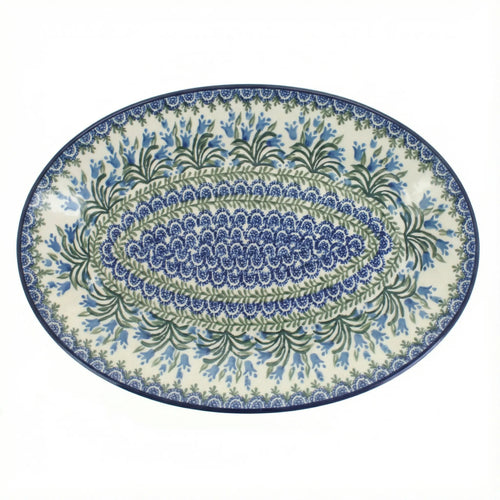 Polish Pottery Overhead Shot Tulip Bouquet Oval Platter