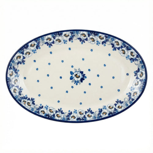 Polish Pottery Overhead Shot Georgia Blue Oval Platter