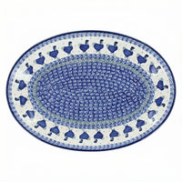 Polish Pottery Overhead Shot Barnyard Rooster Oval Platter