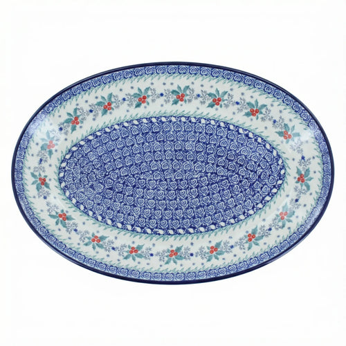Polish Pottery Overhead Shot December Joy Oval Platter