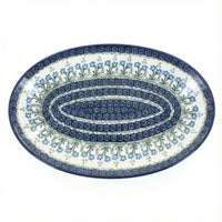 Polish Pottery Overhead Shot Blue Posy Oval Platter