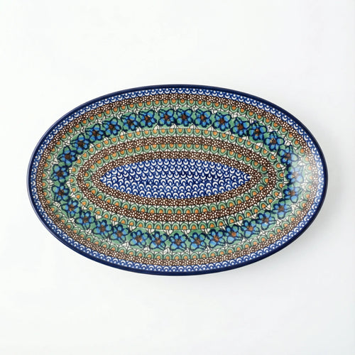 Polish Pottery Overhead Shot Mardi Gras Oval Platter