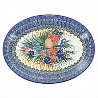 Polish Pottery Overhead Shot Summer Blooms Oval Platter