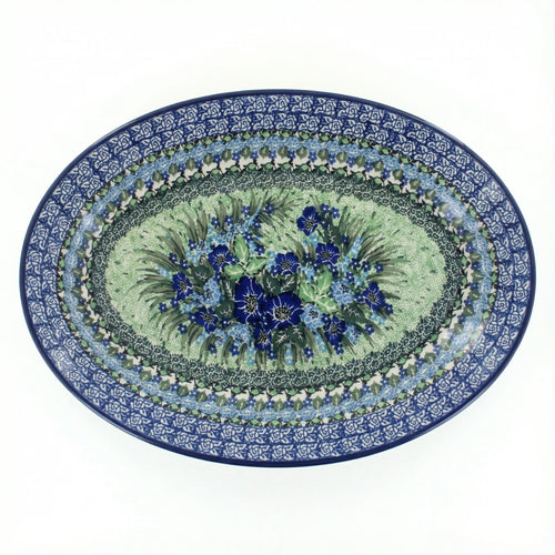 Polish Pottery Overhead Shot Sapphire Fields Oval Platter