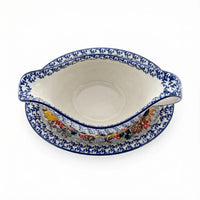 Polish Pottery Overhead Shot Harvest Bounty Gravy Boat & Plate