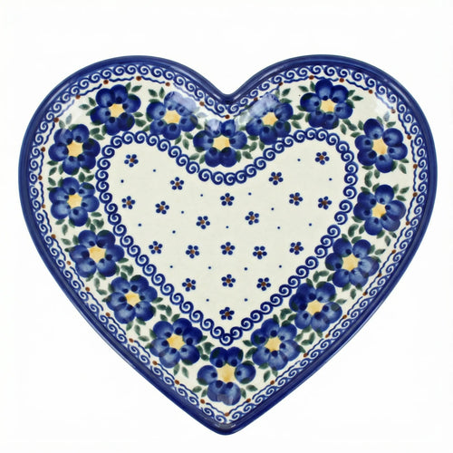 Polish Pottery Overhead Shot Spring Blossom Large Heart Plate