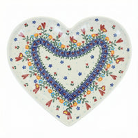 Polish Pottery Overhead Shot Hearts & Flowers Large Heart  Plate