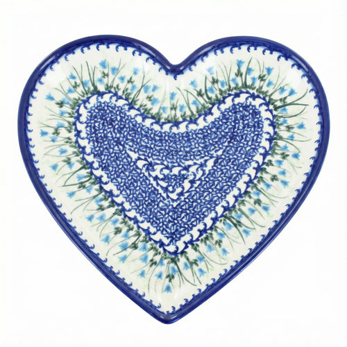 Polish Pottery Overhead Shot Misty Large Heart Plate