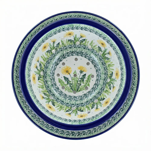 Polish Pottery Overhead Shot Dandelion Berry Bowl and Plate