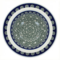 Polish Pottery Overhead Shot Peacock Swirl Berry Bowl & Plate