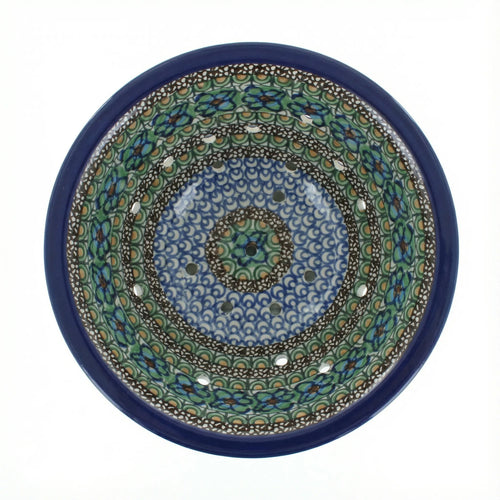 Polish Pottery Overhead Shot Mardi Gras Berry Bowl & Plate