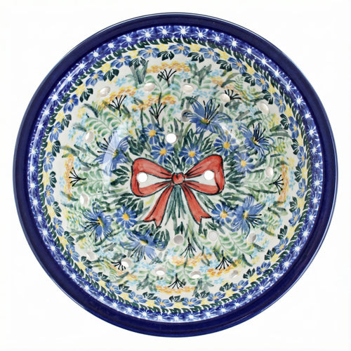 Polish Pottery Overhead Shot Day Lily Bouquet Berry Bowl & Plate