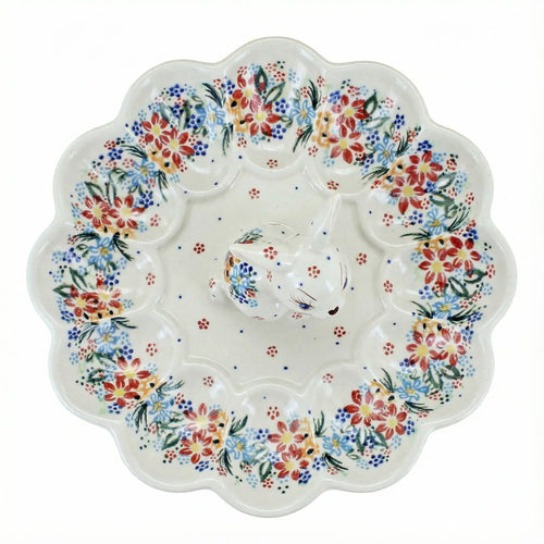 Polish Pottery Overhead Shot Tara Bunny Egg Plate