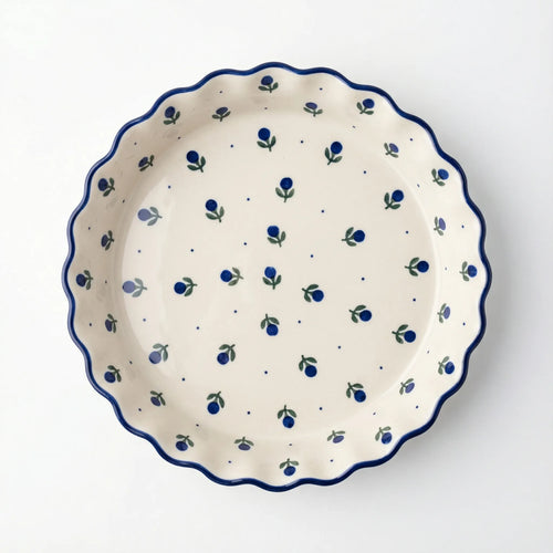 Polish Pottery Overhead Shot Blueberry Pie Plate