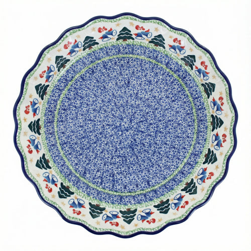 Polish Pottery Overhead Shot Winter Bells Pie Plate