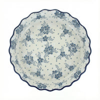 Polish Pottery Overhead Shot Blue Fleur Pie Plate