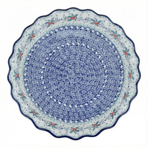 Polish Pottery Overhead Shot December Joy Pie Plate