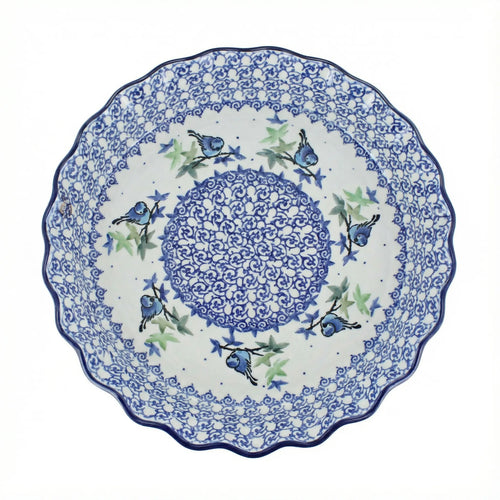 Polish Pottery Overhead Shot Mockingbird Pie Plate