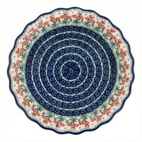 Polish Pottery Overhead Shot Peach Posy Pie Plate