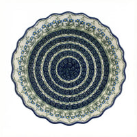 Polish Pottery Overhead Shot Blue Posy Pie Plate