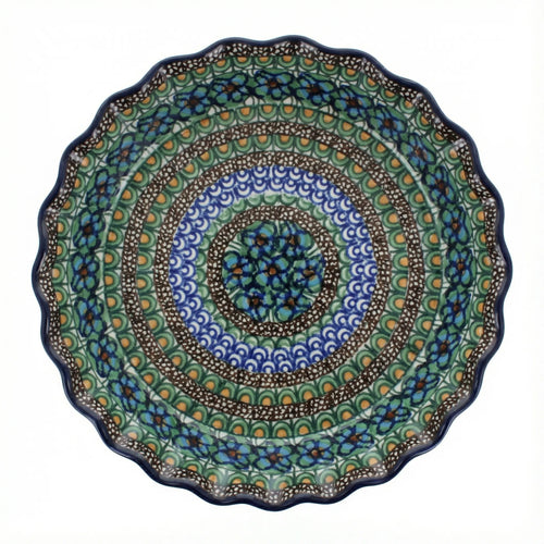 Polish Pottery Overhead Shot Mardi Gras Pie Plate