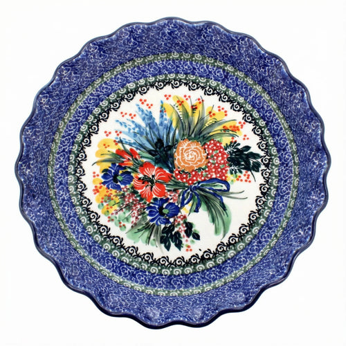 Polish Pottery Overhead Shot Summer Blooms Pie Plate