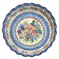 Polish Pottery Overhead Shot Hummingbird Pie Plate