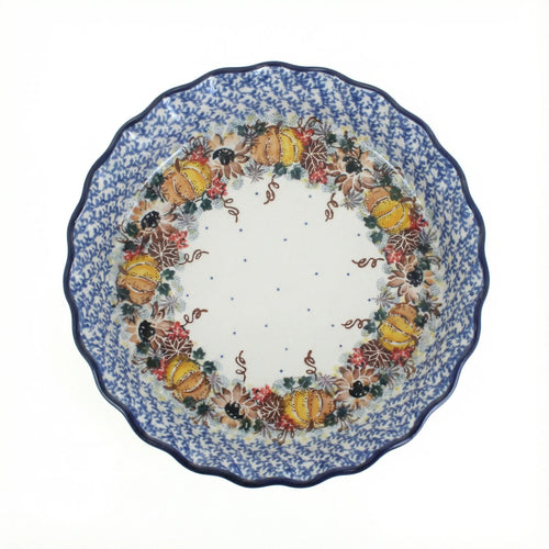 Polish Pottery Overhead Shot Harvest Bounty Pie Plate