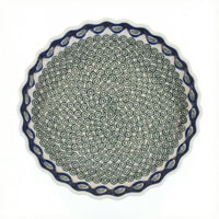 Polish Pottery Overhead Shot Peacock Swirl Torte Plate