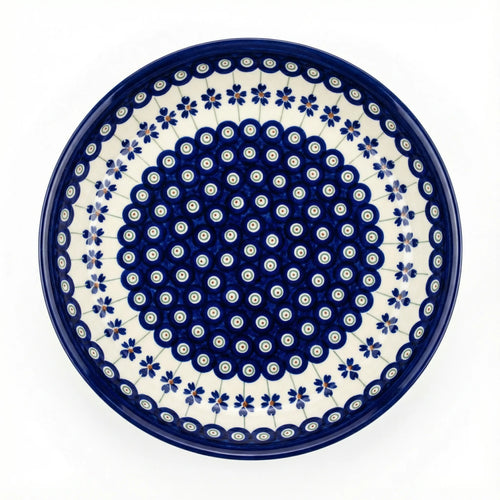 Polish Pottery Overhead Shot Flowering Peacock Pie Plate