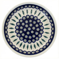 Polish Pottery Overhead Shot Peacock Pie Plate