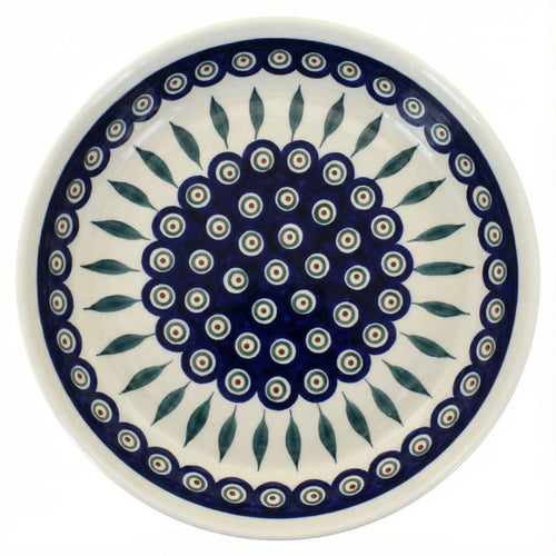 Polish Pottery Overhead Shot Peacock Pie Plate