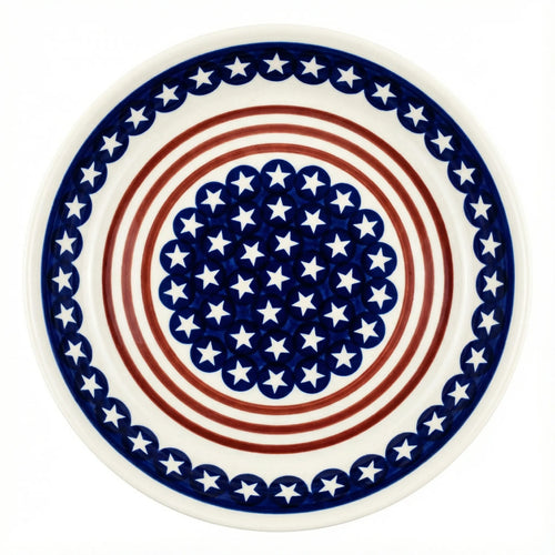 Polish Pottery Overhead Shot Stars & Stripes Pie Plate