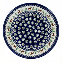 Polish Pottery Overhead Shot Reindeer Pine Pie Plate