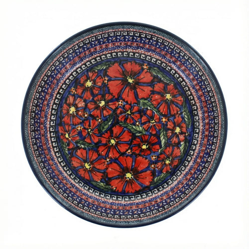 Polish Pottery Overhead Shot Jungle Flower Pie Plate