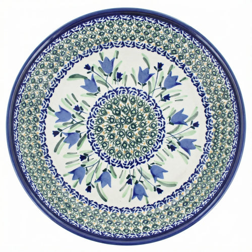 Polish Pottery Overhead Shot Blue Tulip Pie Plate